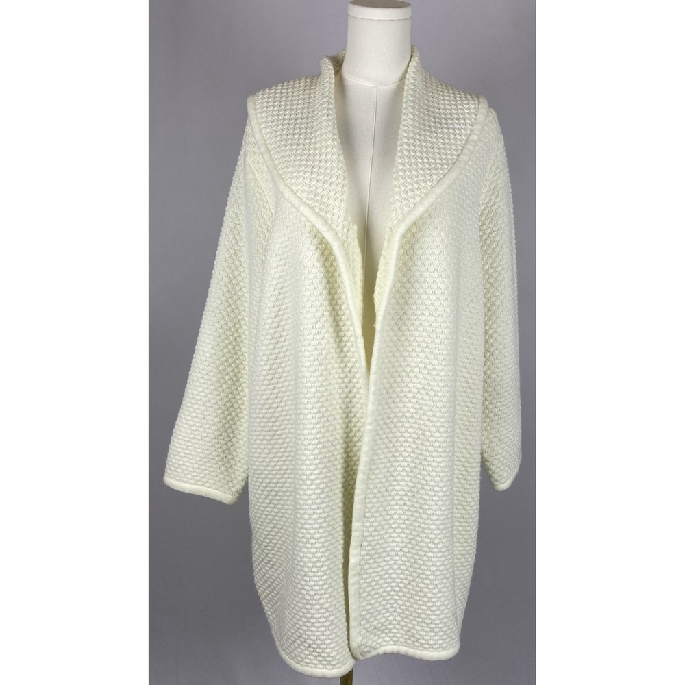 The May Company Cardigan Women One Size White Vintage Knit Shawl Collar Coquette